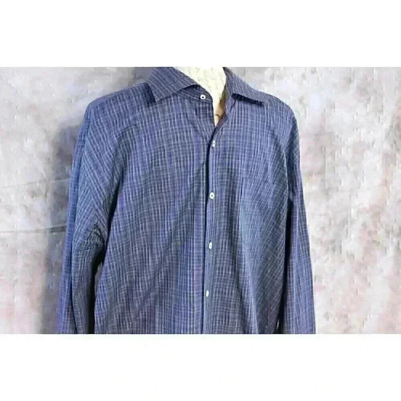 Peter Millar small plaid blue/grey button down shirt size XL - Picture 2 of 13